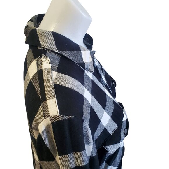 Sanctuary Anthro Womens Black & White Plaid Grunge Soft Boyfriend Shirt Medium - Picture 4 of 11